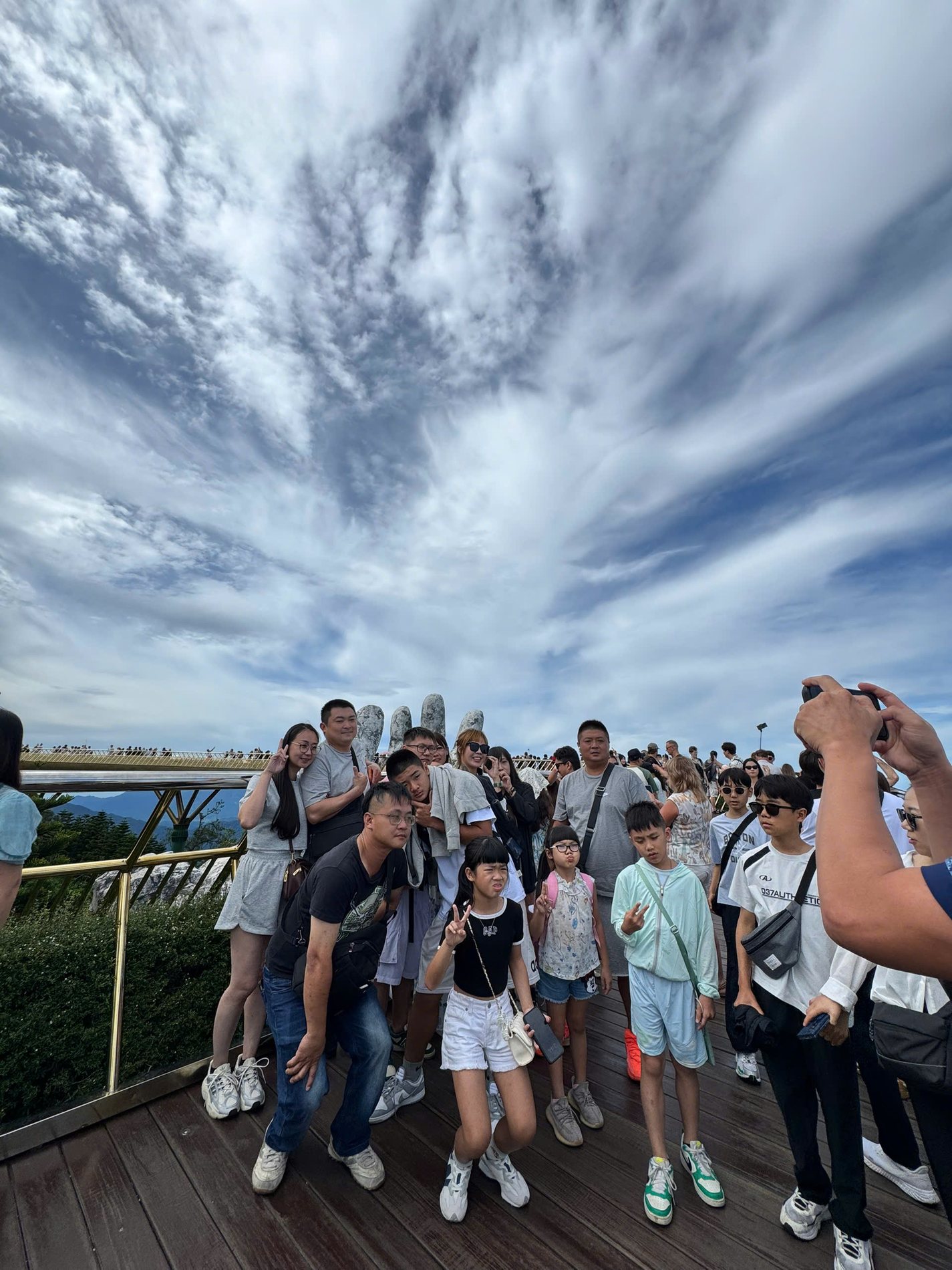 Travellers at the Golden Bridge, Ba Na Hills near Da Nang